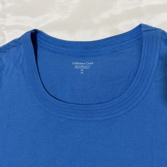 NWT Coldwater Creek Shirt Womens 3X Supima Short Sleeve Tshirt Top Blue - Picture 3 of 9